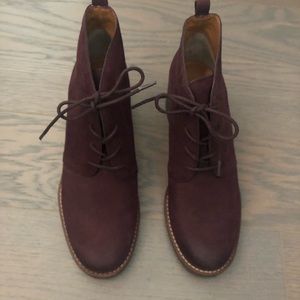 Franco Sarto Maroon/Eggplant Tie Heel Booties